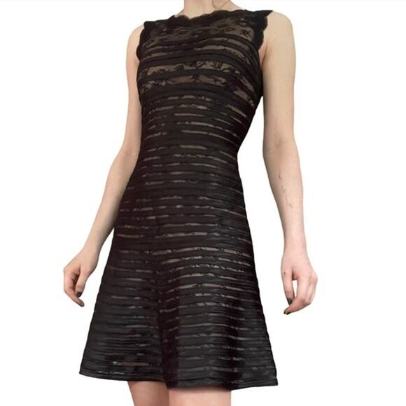 Gianni Bini Dresses & Skirts - Gianni Bini Black Stripe A-Line Cocktail Dress Holiday Party Size 4
